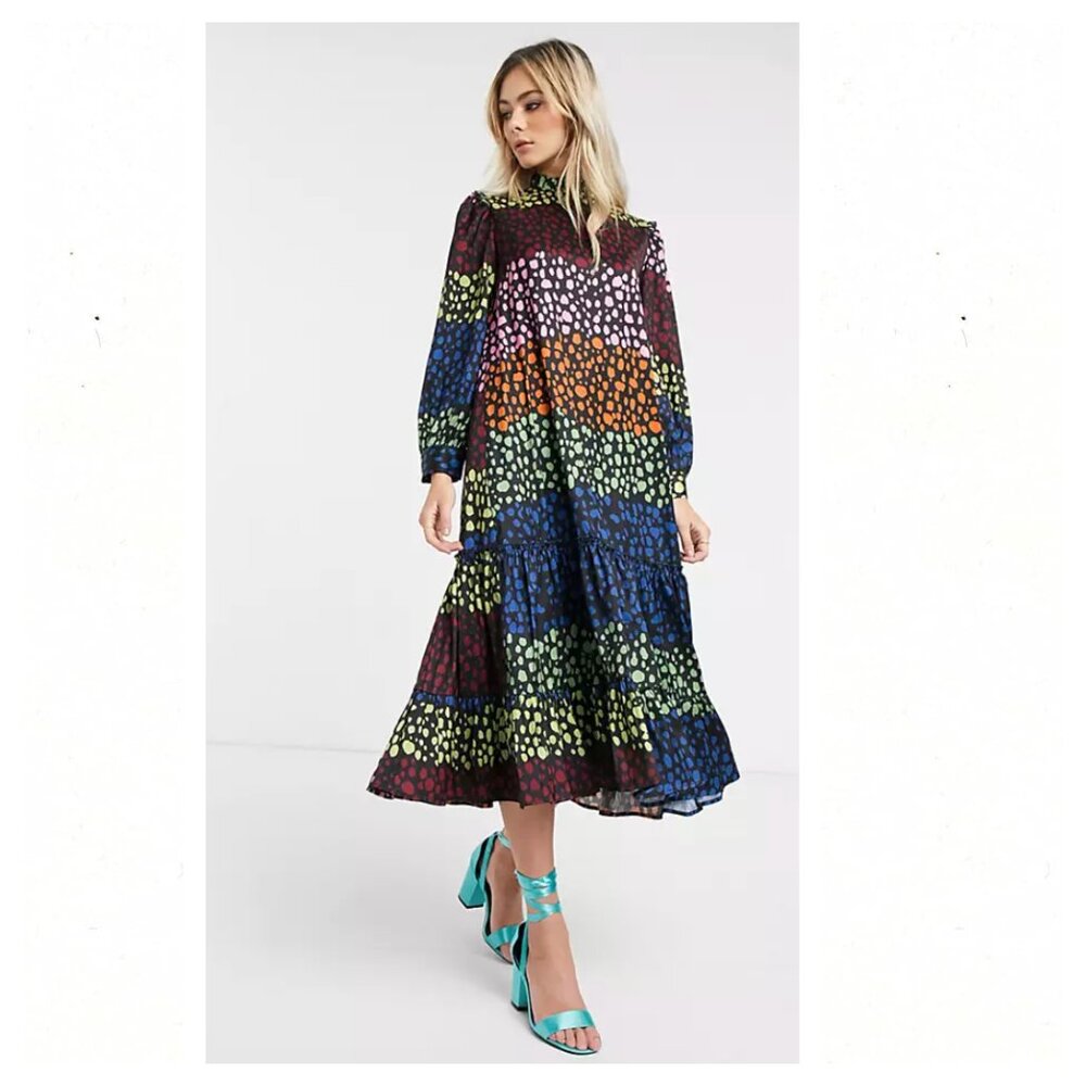 Never Fully Dressed Multi Modest Print Maxi Dress.